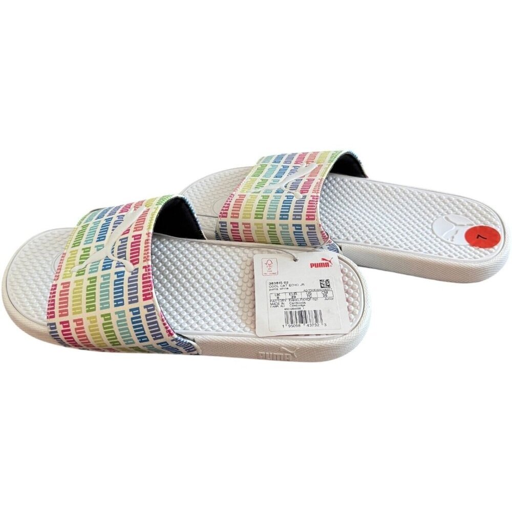 Puma Cool Cat Echo Jr  Slide Youth Sz 7C Boys White‎ Casual Sandals 383615-02